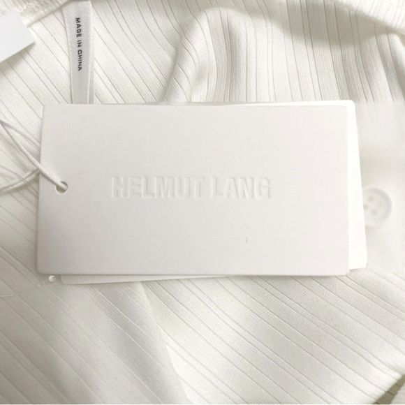NWT Helmut Lang Optic White Ribbed Knit Buttoned Fitted Top Size Medium $225 NEW - Picture 13 of 16